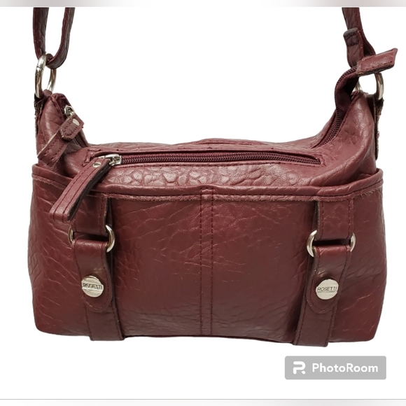 Rosetti Maroon Small Faux Leather Crossbody Handbag Purse - Picture 2 of 9